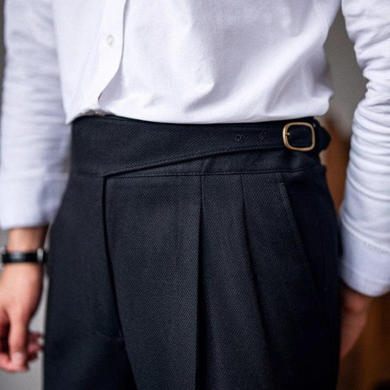 Classic Men's Trousers with Buckle