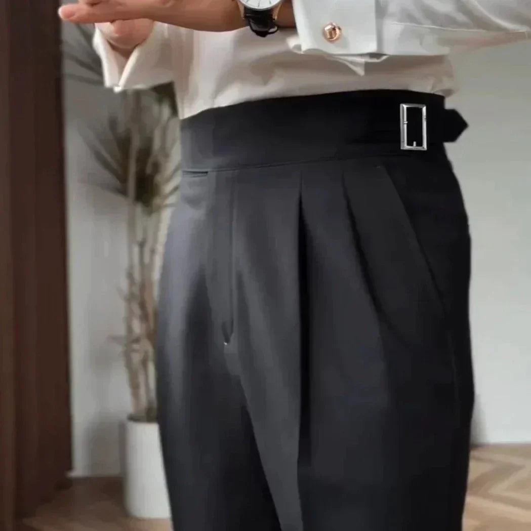 Classic Men's Trousers with Buckle