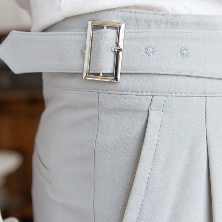 Classic Men's Trousers with Buckle