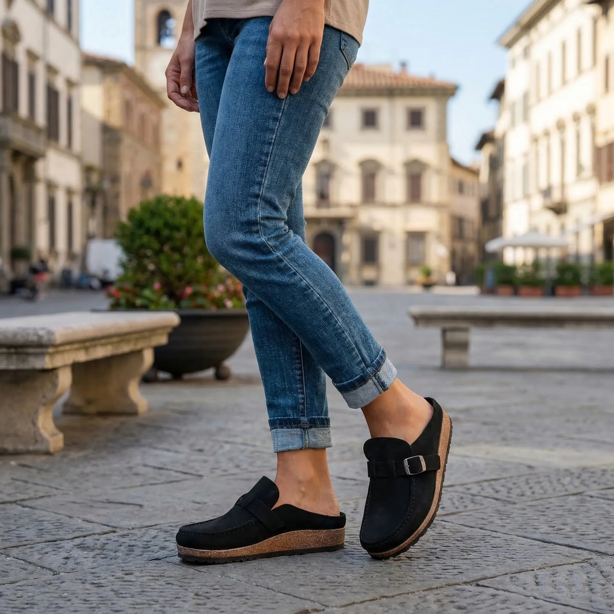 Classic Slip-On Loafers with Buckle Detail