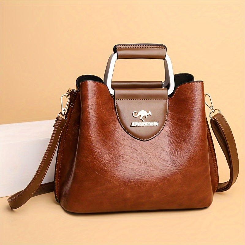 Classic Two-Tone Handbag with Adjustable Strap