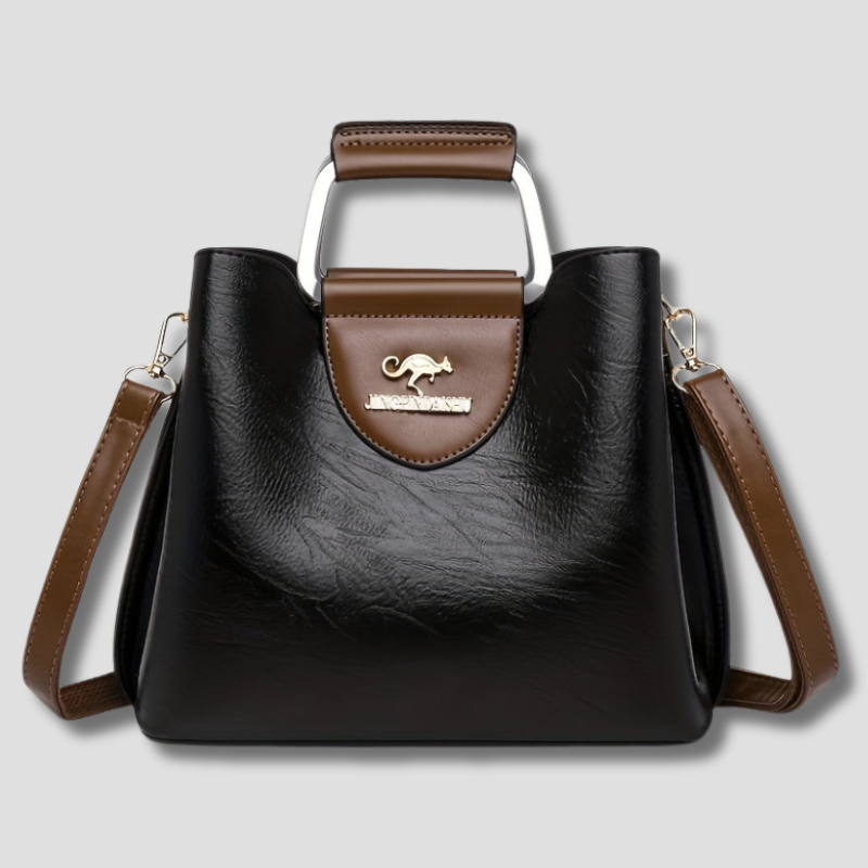 Classic Two-Tone Handbag with Adjustable Strap