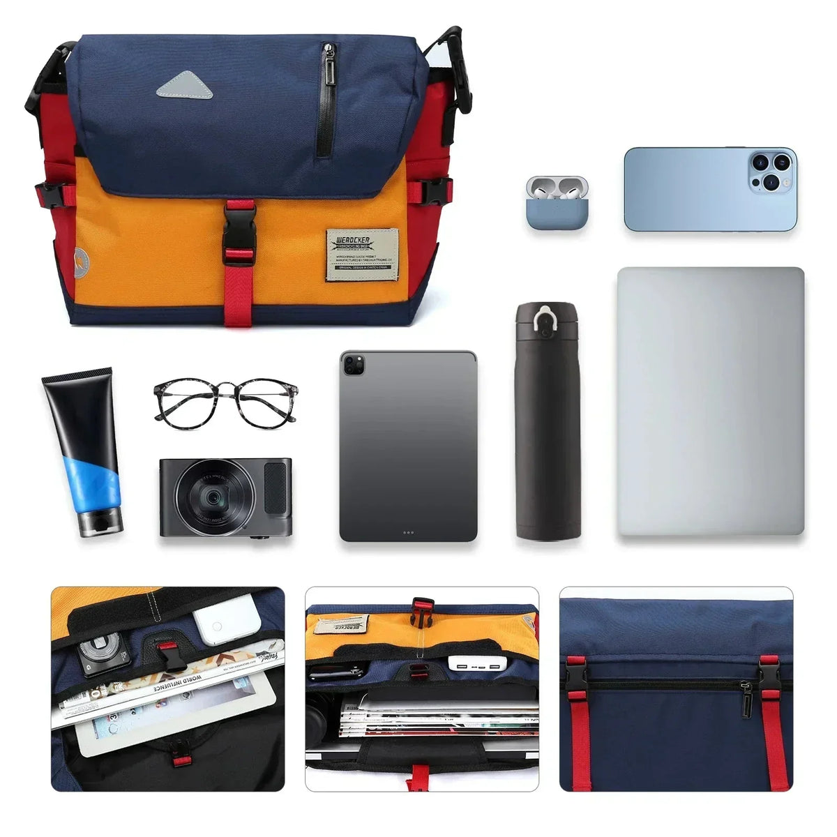 Classic Water-Resistant Crossbody Messenger Travel Bag
