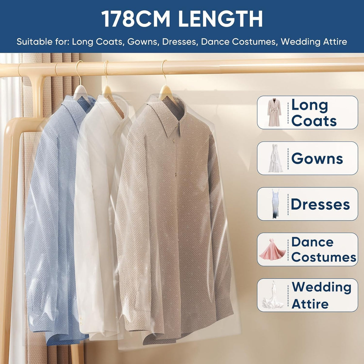 Clear Garment Bag Set – Protective Clothes Covers for Travel