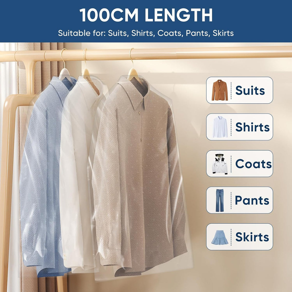 Clear Garment Bag Set – Protective Clothes Covers for Travel