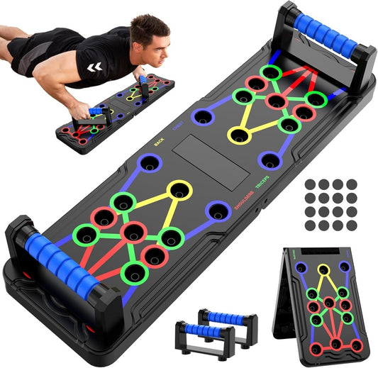 Color-Coded Push-Up Training Board for Chest, Shoulder and Triceps Workout – Portable Design for All Fitness Levels