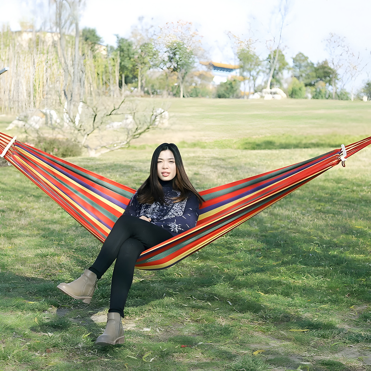 Comfortable Hammock Swing - Thick Striped Fabric