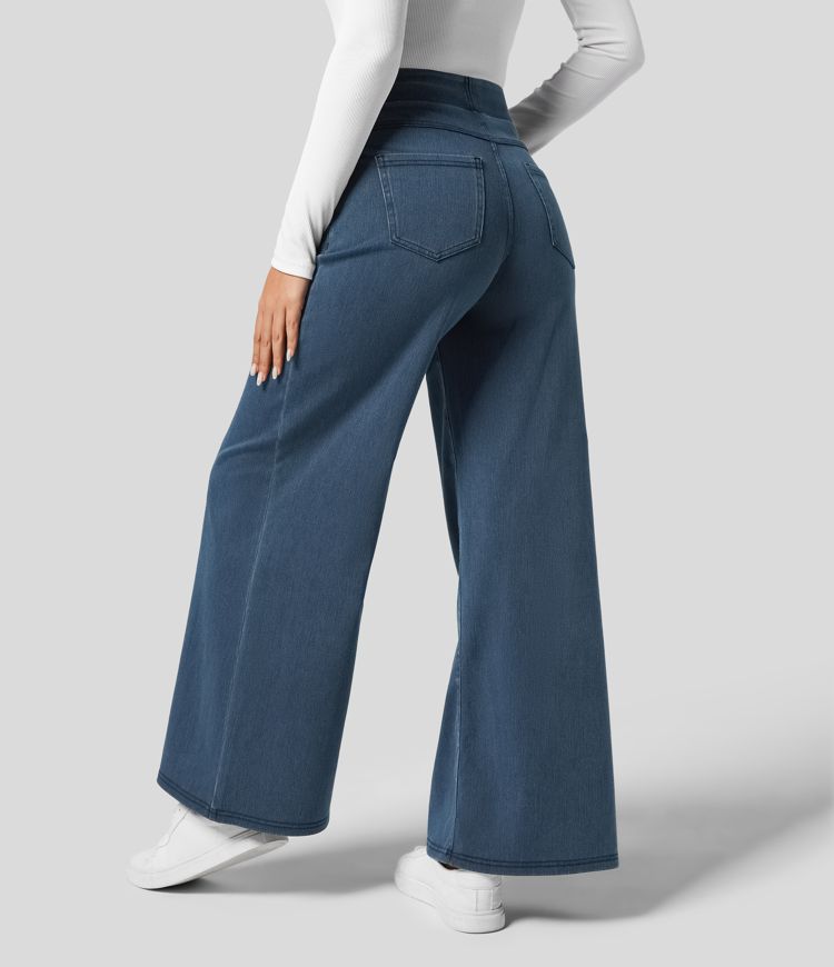 Comfortable High-Waisted Elastic Waist Trousers