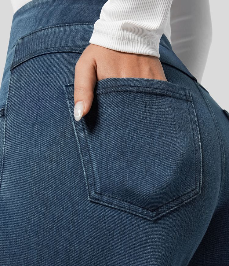 Comfortable High-Waisted Elastic Waist Trousers