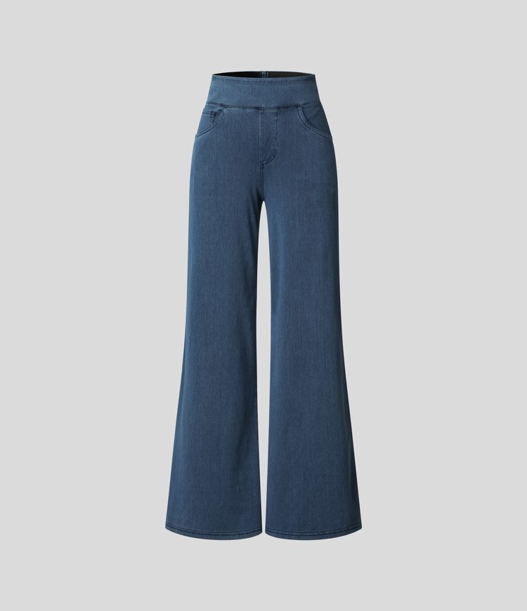 Comfortable High-Waisted Elastic Waist Trousers