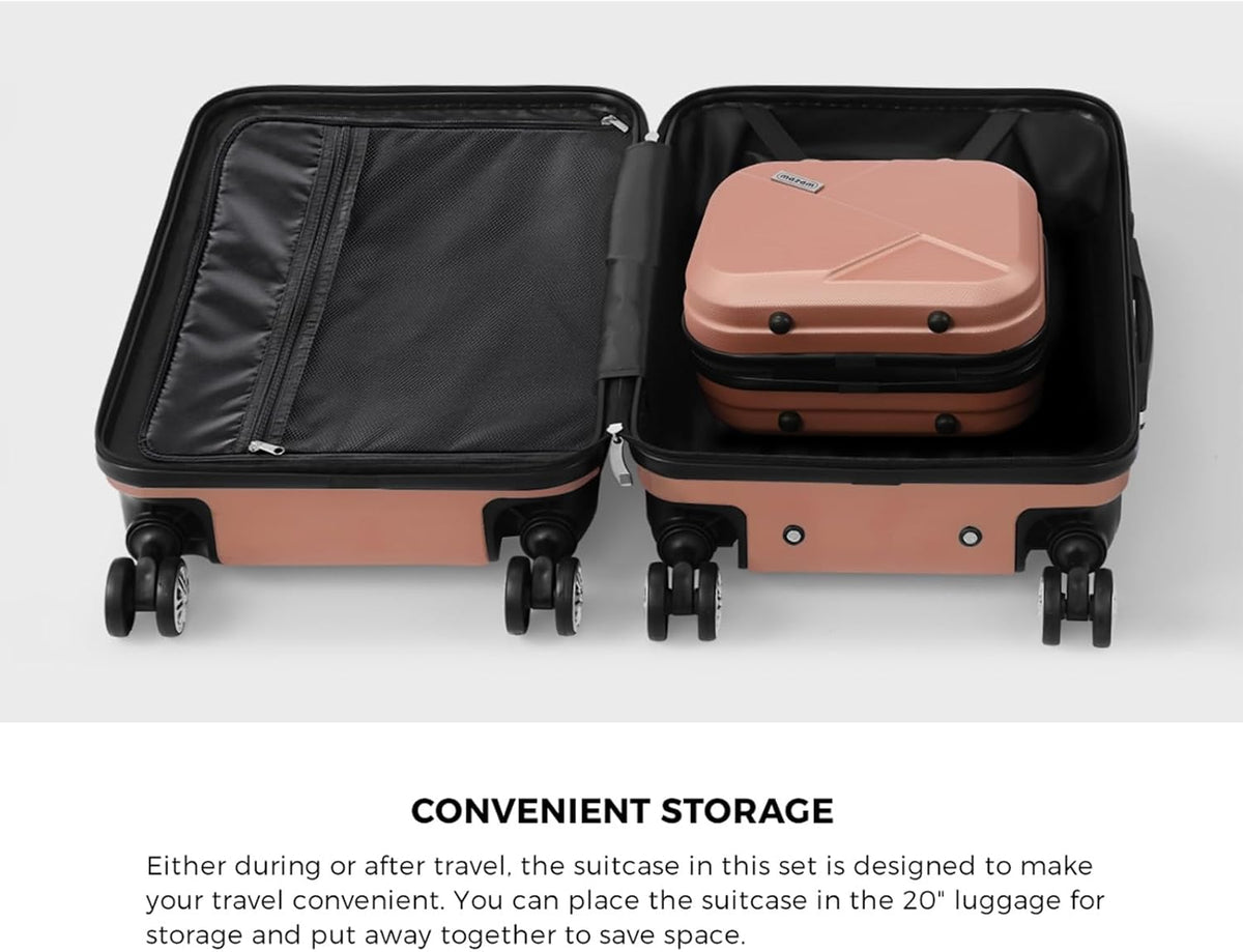 Compact 2-Piece Carry-On Luggage Set with Trolley Bag and Spinner Wheels