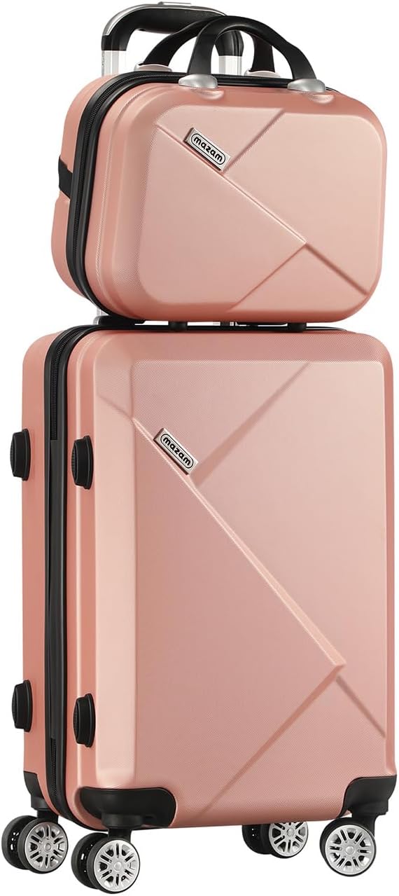 Compact 2-Piece Carry-On Luggage Set with Trolley Bag and Spinner Wheels