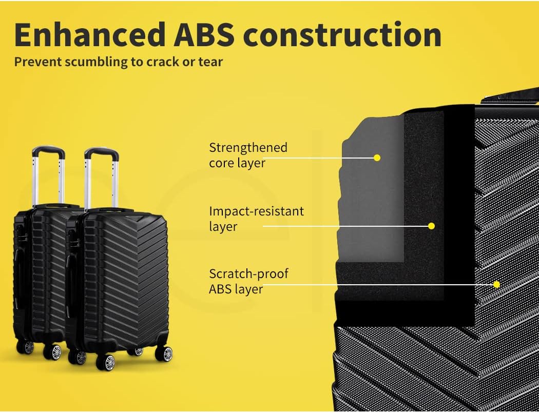 Compact Hard-Shell Carry-On Suitcase with 360° Spinner Wheels in Black