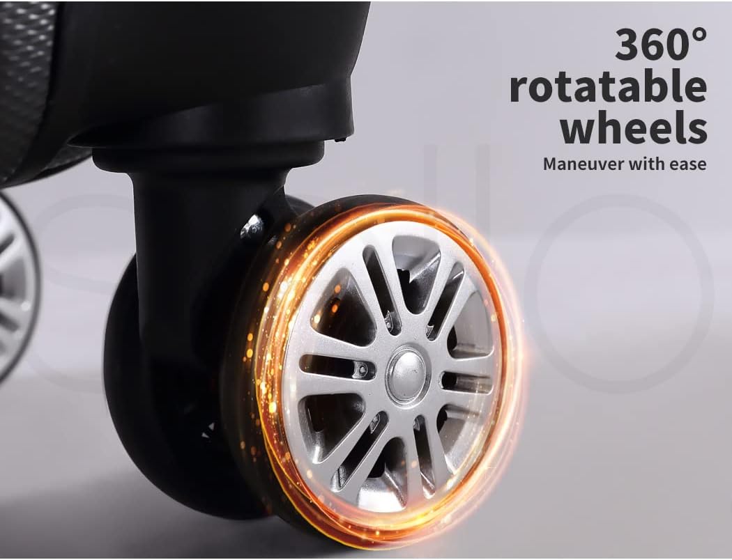 Compact Hard-Shell Carry-On Suitcase with 360° Spinner Wheels in Black
