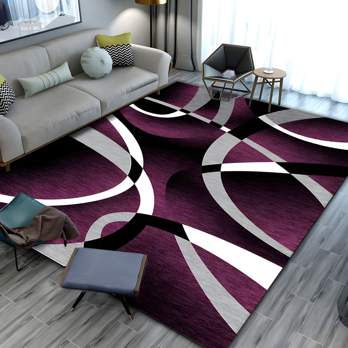 Contemporary Geometric Polyester Rug