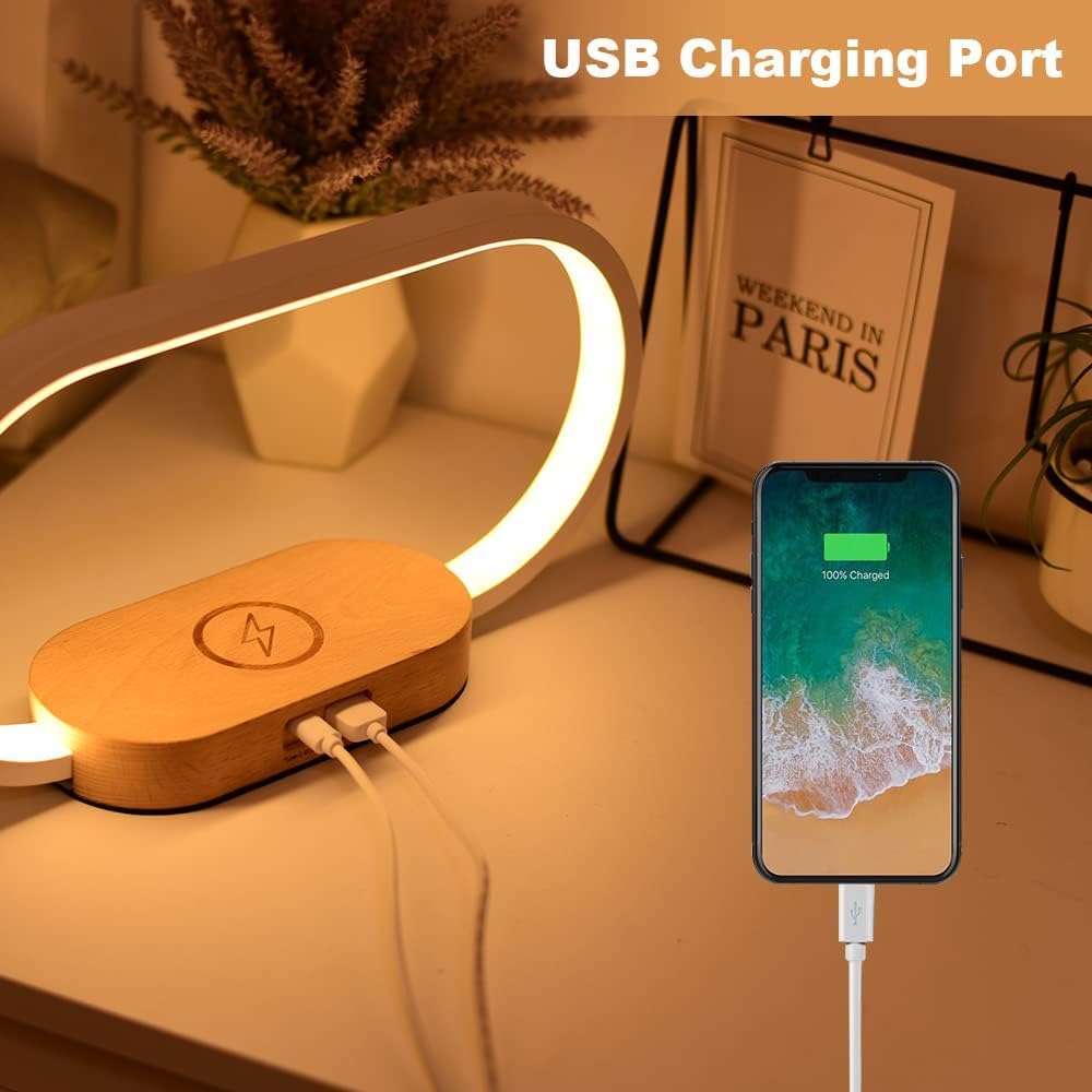 Corded Lamp with Wireless Charging and Clock