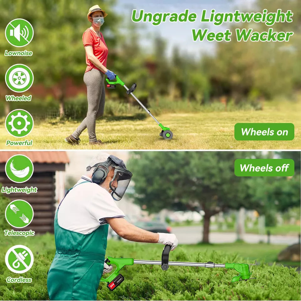 Cordless Battery-Operated Weed Eater and Grass Trimmer