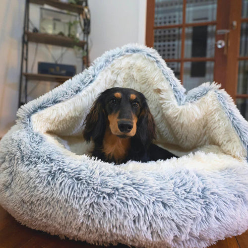 Cozy Cave Dog Bed with Anti-Slip Base – Machine Washable Plush Cushion