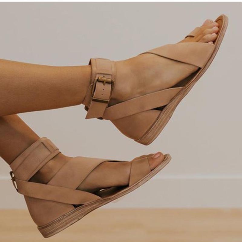 Cross-Strap Toe-Ring Sandals