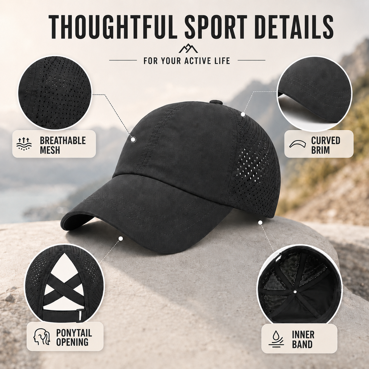 Crossback Ponytail Sports Cap