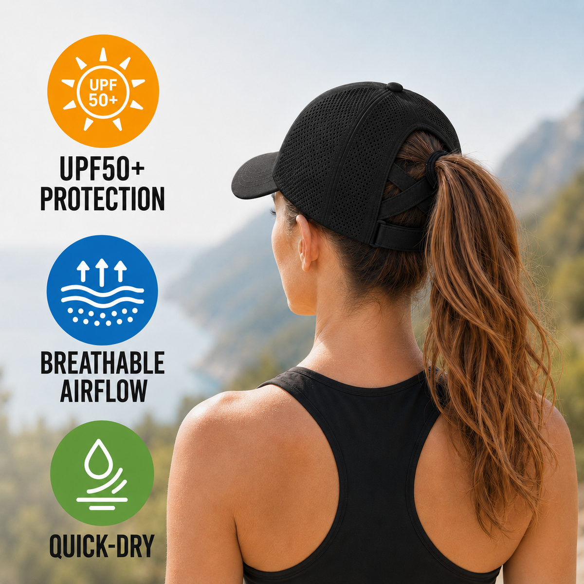 Crossback Ponytail Sports Cap