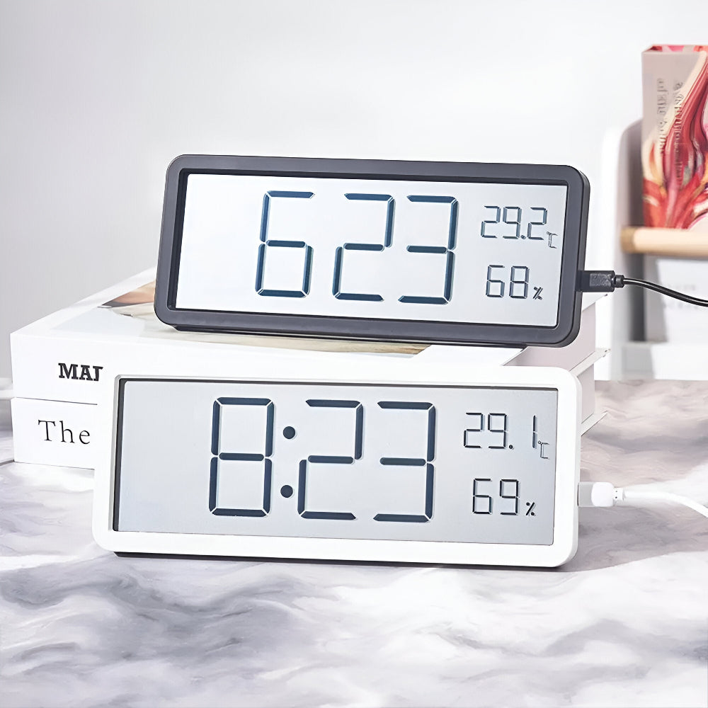 Digital LED Wall Clock with Temperature and Humidity