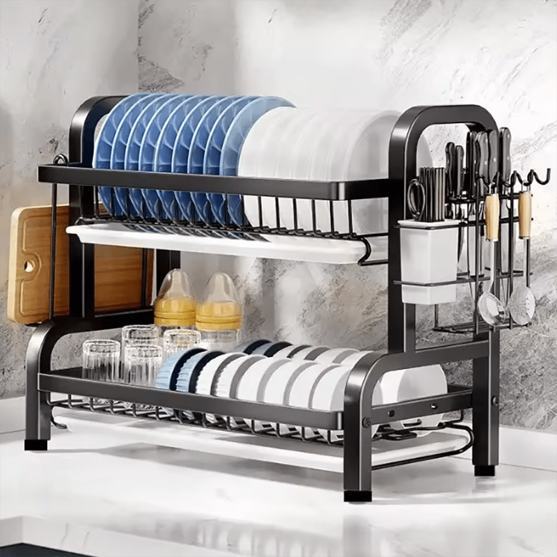 Dish Rack and Matching Drainer Set