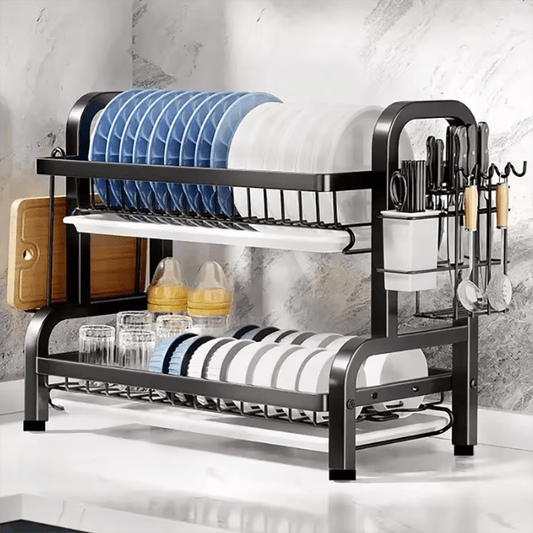 Dish Rack and Matching Drainer Set