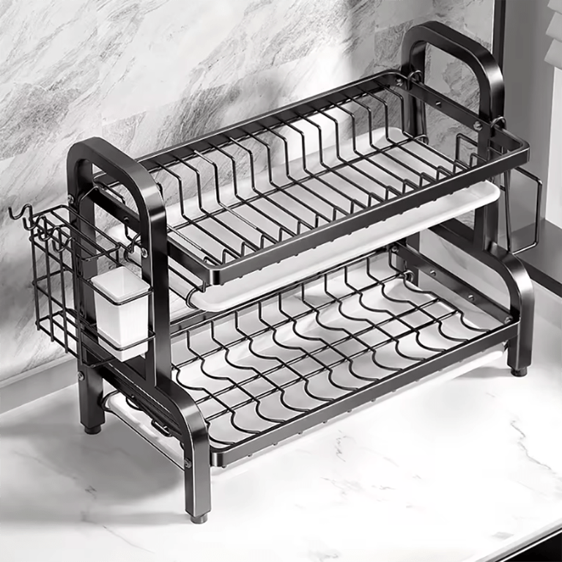 Dish Rack and Matching Drainer Set
