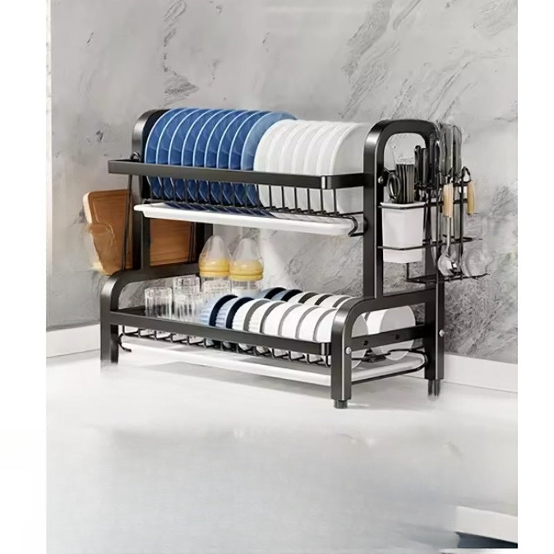 Dish Rack and Matching Drainer Set