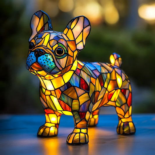 Dog-Shaped Mosaic Lamp with Colorful Glass Design – Decorative Indoor Lighting for Living Room or Bedroom