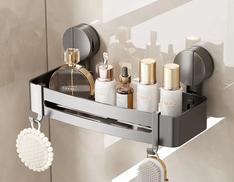 Drill-Free Suction Cup Bathroom Shelf