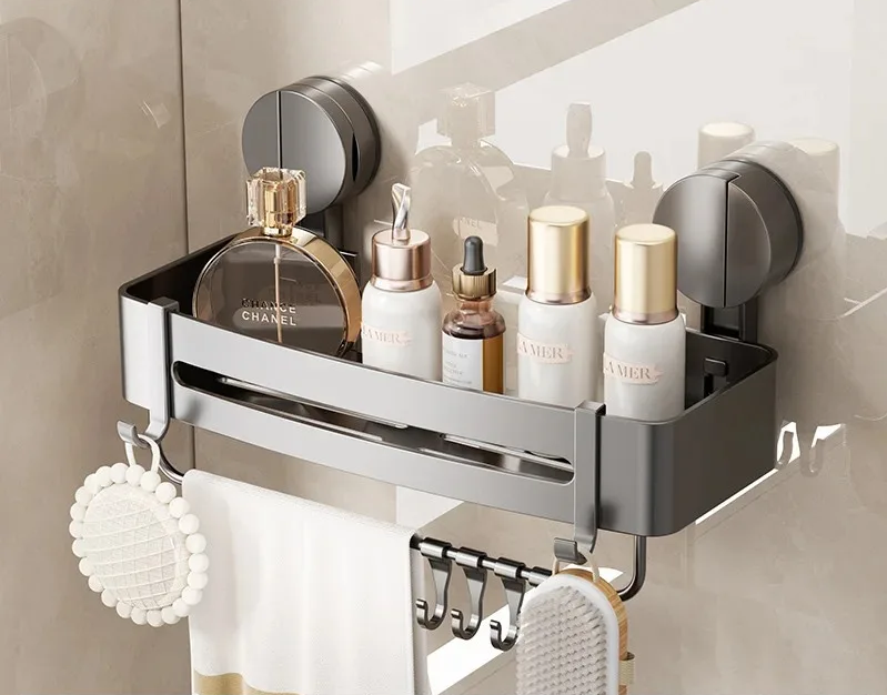 Drill-Free Suction Cup Bathroom Shelf