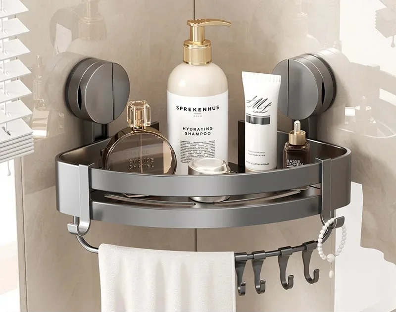 Drill-Free Suction Cup Bathroom Shelf
