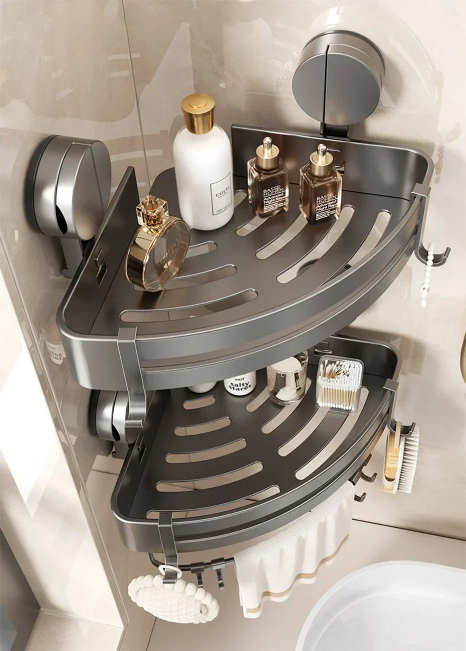 Drill-Free Suction Cup Bathroom Shelf