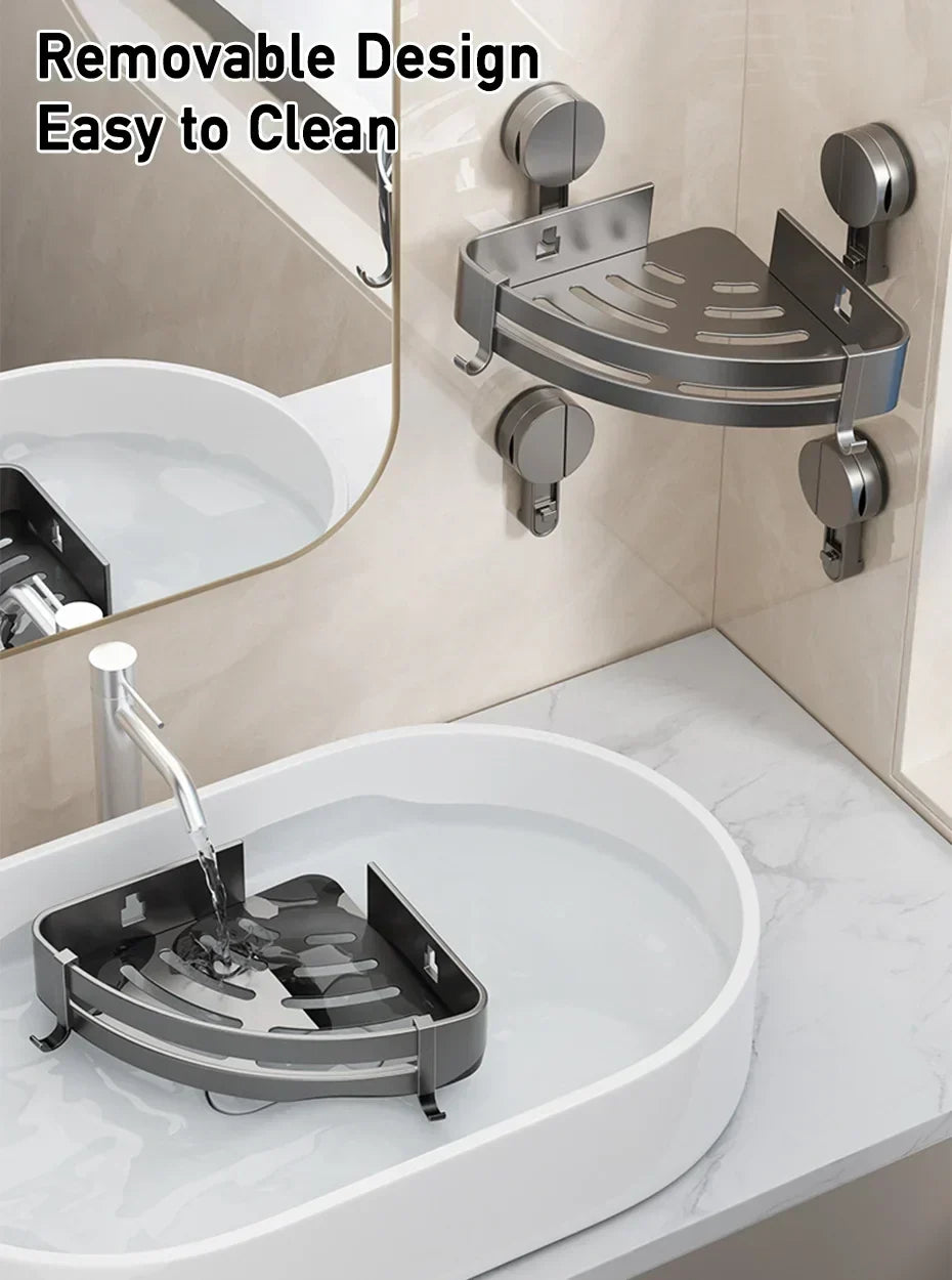 Drill-Free Suction Cup Bathroom Shelf