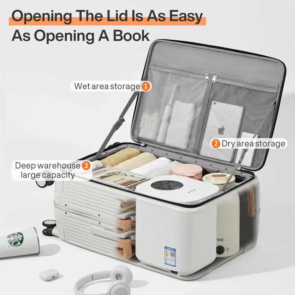 Durable Hardshell Travel Suitcase with USB Port & Cup Holder
