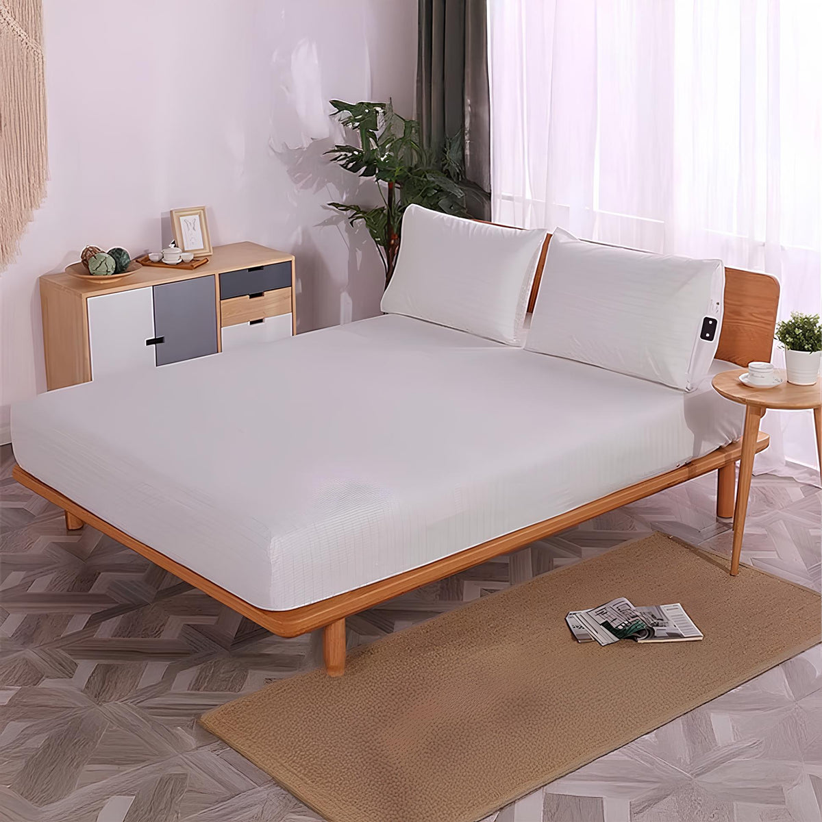 Earthing Grounding Fitted Sheet with Grounding Cable Pure Silver Fiber Conductive Bed Sheet