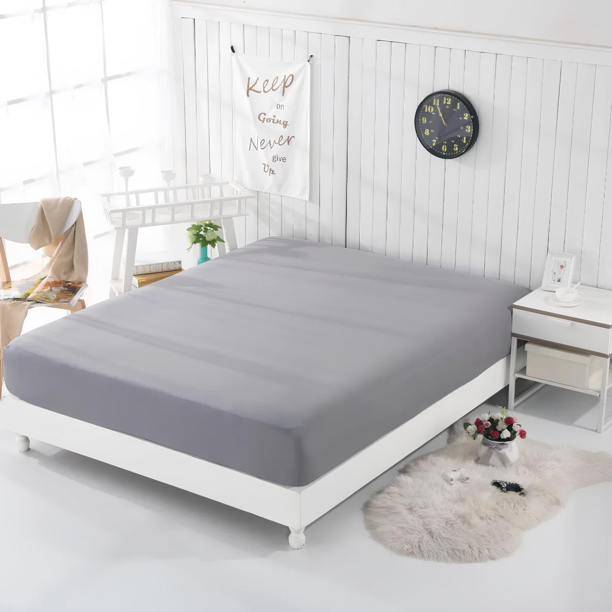 Earthing Grounding Fitted Sheet with Grounding Cable Pure Silver Fiber Conductive Bed Sheet