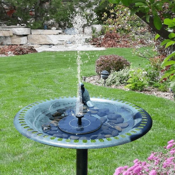 Eco-Friendly Solar Fountain with Bird Bath for Garden Relaxation and Harmony