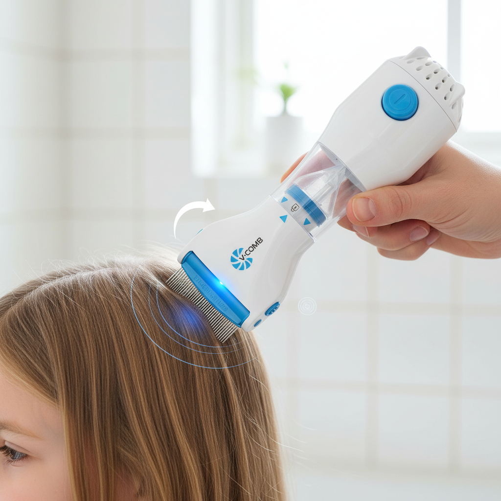 Electric Head Lice Remover with Vacuum Suction Technology, Stainless Steel Teeth, Chemical-Free Nit Extraction, Built-in LED Light and Hygiene Filter