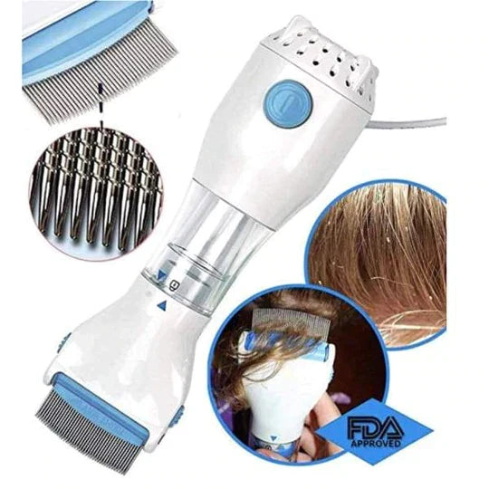 Electric Head Lice Remover with Vacuum Suction Technology, Stainless Steel Teeth, Chemical-Free Nit Extraction, Built-in LED Light and Hygiene Filter