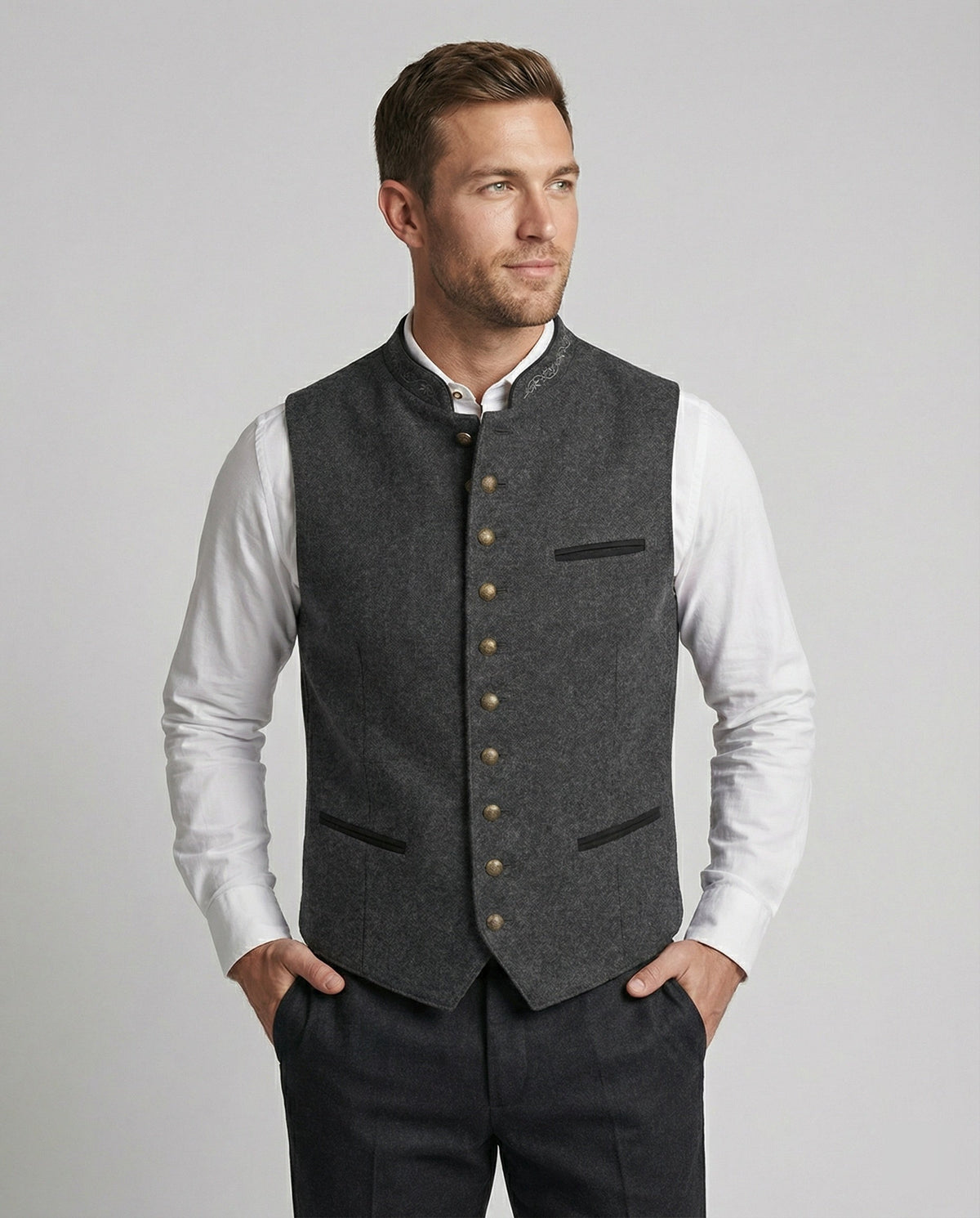 Elegant Grey Trachten Vest