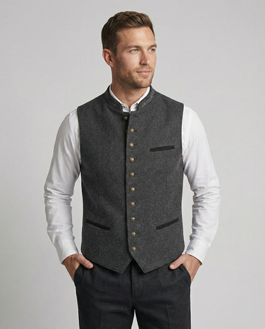 Elegant Grey Trachten Vest