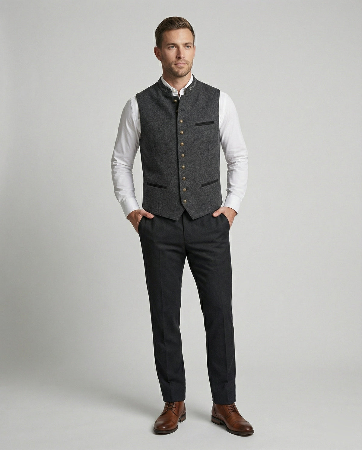 Elegant Grey Trachten Vest