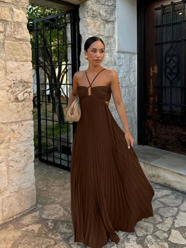 Elegant Pleated Maxi Dress
