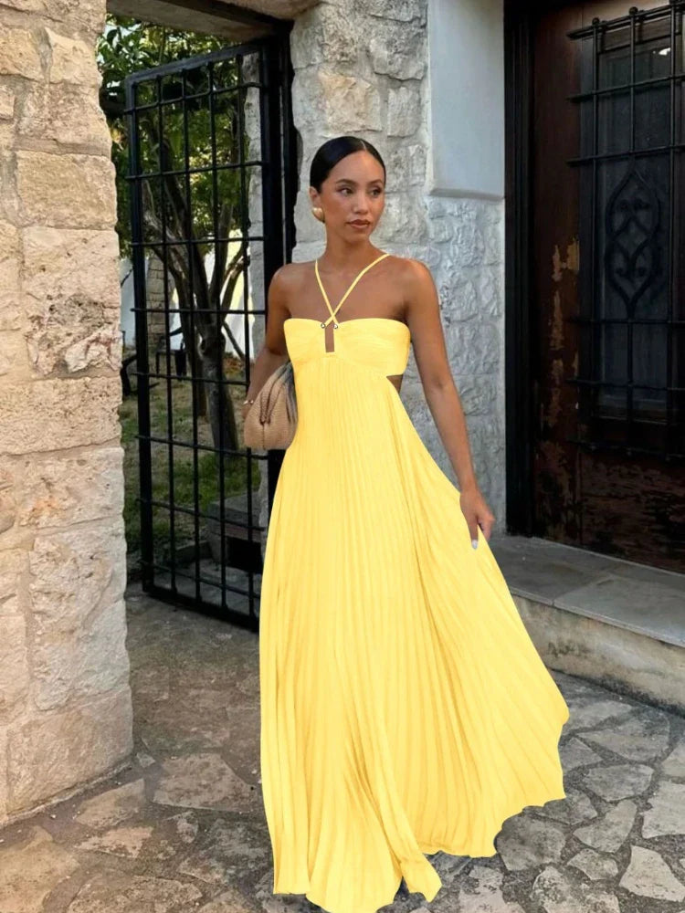 Elegant Pleated Maxi Dress