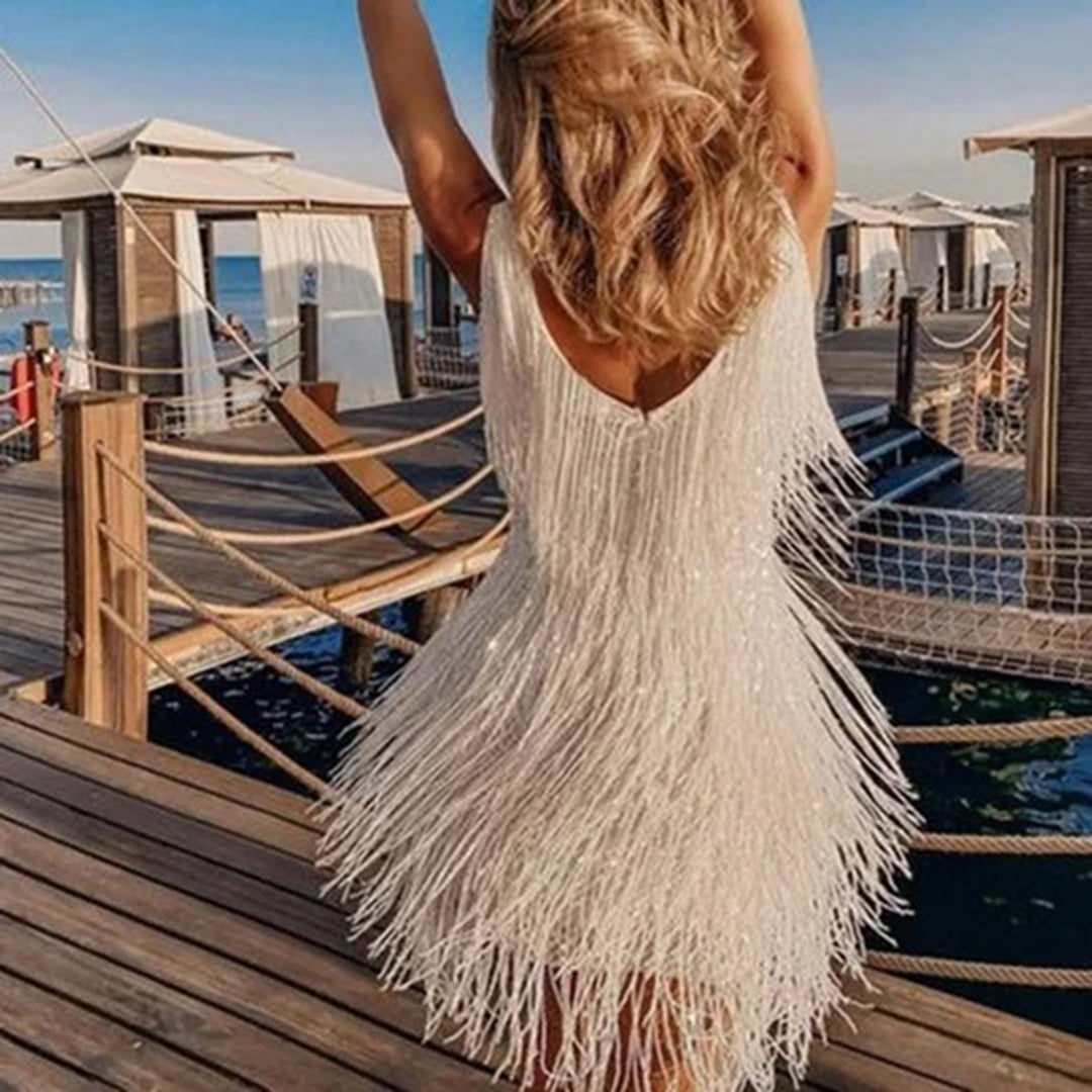 Elegant Summer Tassel Mini Dress | Flapper Style