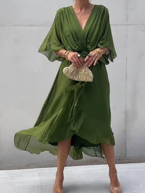 Elegant V-Neck Dress - Thyra