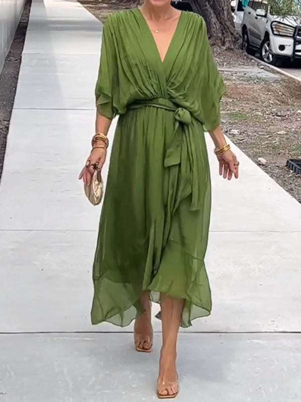 Elegant V-Neck Dress - Thyra